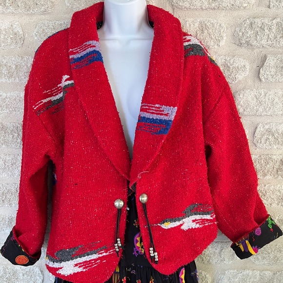 Vintage Jackets & Coats Vintage Red Western Blanket Jacket And Maxi